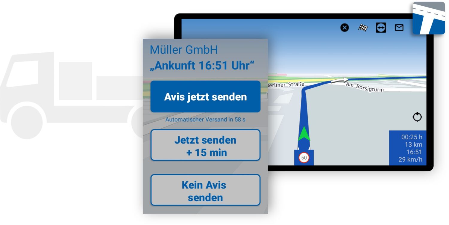 Avisierung in der Tourbosoft App