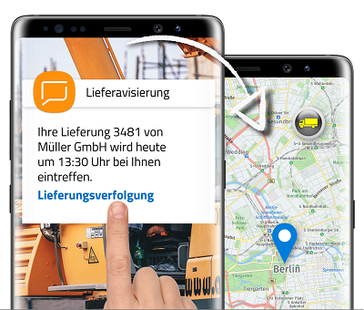 Avisierung mit Trackinglink und Lieferungsverfolgung per Karte